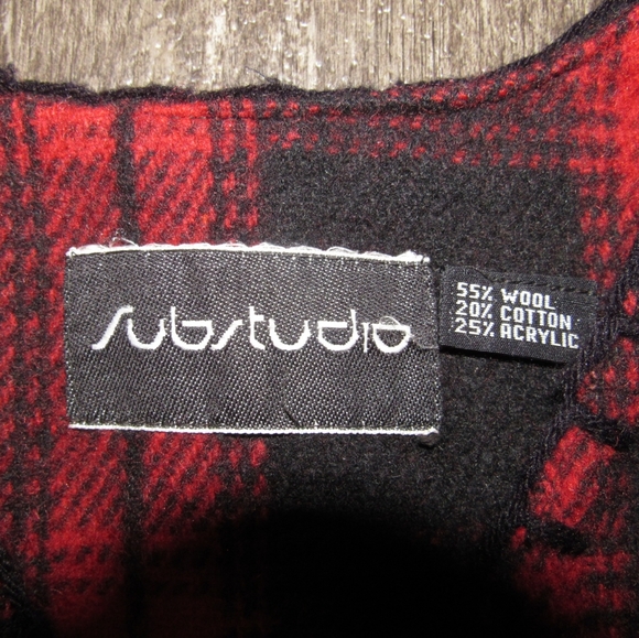 Substudio womens Buffalo plaid wool blend vest size M - Picture 2 of 4